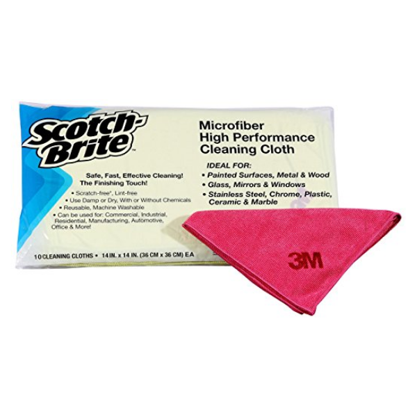 3m scotch brite microfibre cloth red 10 pkcs