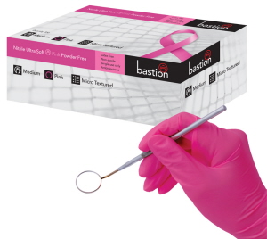 Bastion Nitrile UltraSoft Gloves Powder Free Pink - Micro Textured