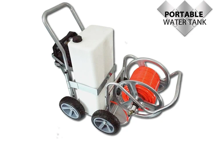 54L Portable H2O Tank on Trolley with Pump & Hose Reel