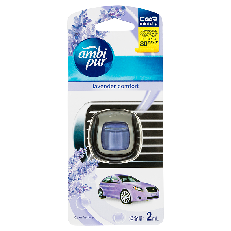 Ambi Pur Car Air Freshener Mini Clip Lavender Comfort 2ml