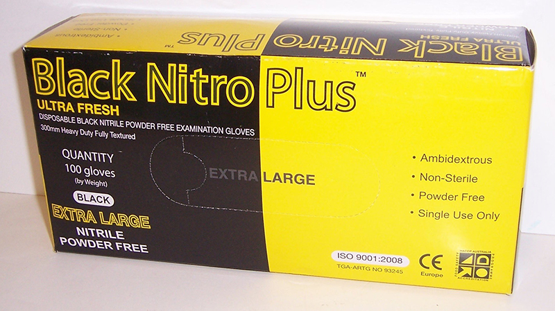 Black Nitro Plus Disposable Black Nitrile Powder Free Examination Gloves