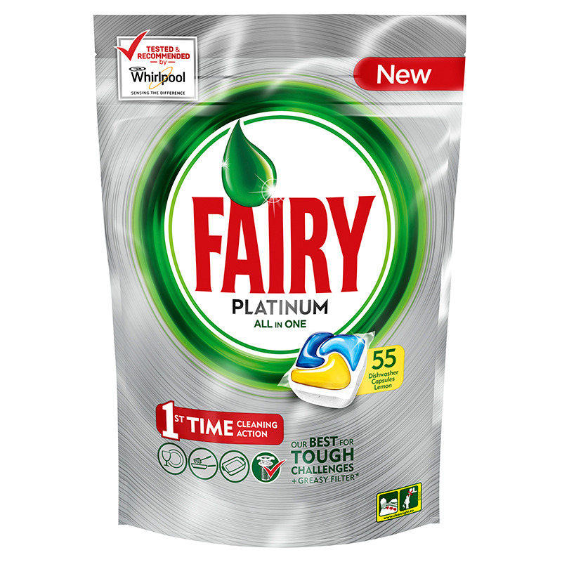 Fairy Auto Dishwash Tablets Platinum Lemon 55Pk