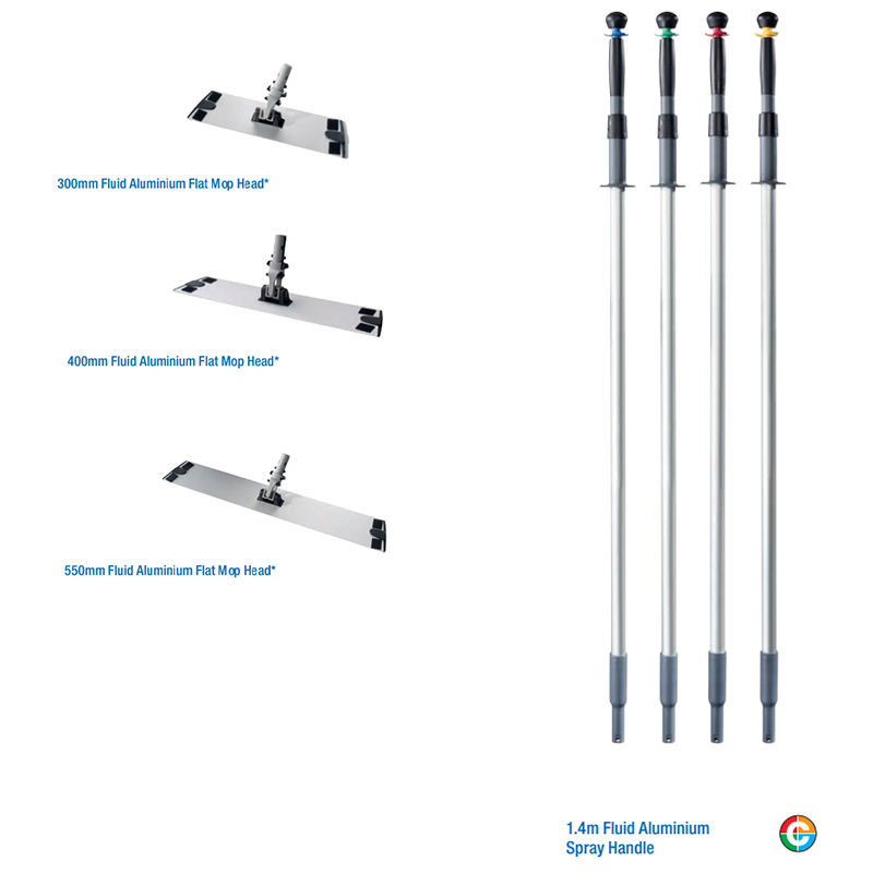 Oates Decitex Fluid Aluminium Flat Mop Head and Handle