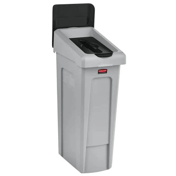 Slim Jim Recycling Station with Black Paper Slot Lid Insert