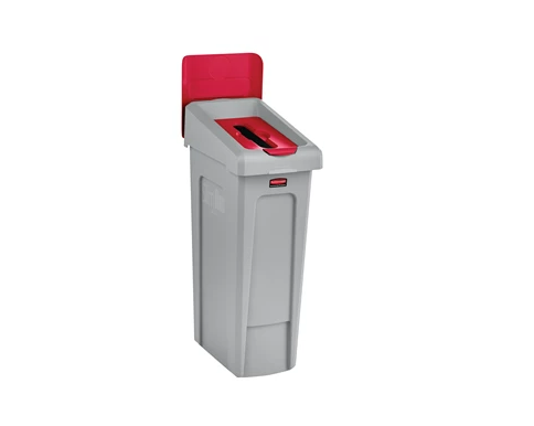 Slim Jim Recycling Station with Red Paper Slot Lid Insert