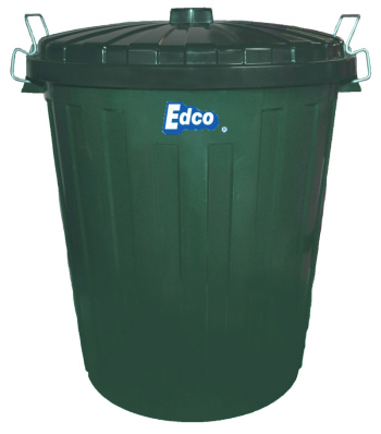 Plastic Garbage Bin with Lid 55 Litre Green