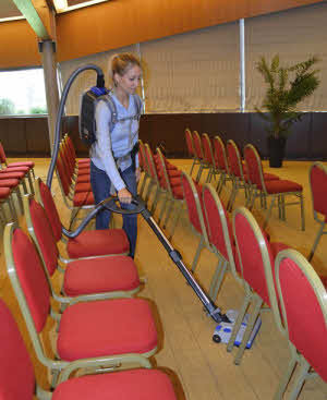 LB4 Backpack Vacuum in use
