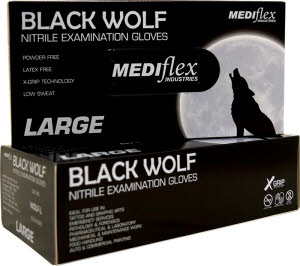 Medfilex Black Wolf Nitrile Examination Gloves Powder Free