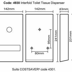 Costsaver White Metal Interfold Toilet Tissue Dispenser