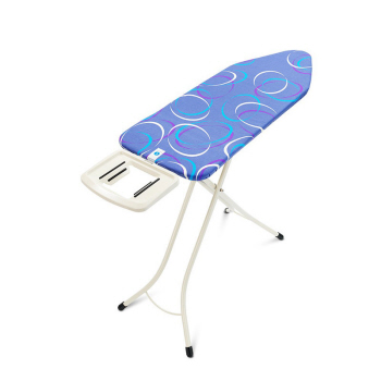 ironing table 124 x 45cm with steel mesh top, solid steam iron rest and moving circles cover 25mm ivory frame-2