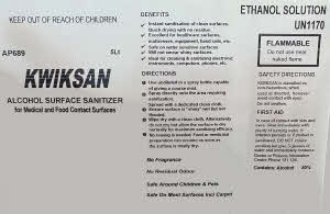 Kwiksan 80% Alcohol Surface Sanitizer for Medical and Food Contact Surfaces