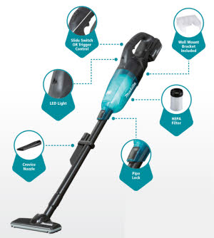 Makita 18V Brushless Stick Vacuum with Slide Switch Tool Only DCL280FZB