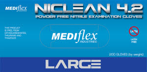 Mediflex Niclean 4.2 Powder Free Nitrile Examination Gloves