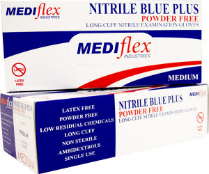 Mediflex Nitrile Blue Plus Powder Free Nitrile Examination Gloves