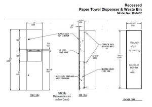 Recessed Paper Towel Dispenser and Waste Bin 16L Dimensions