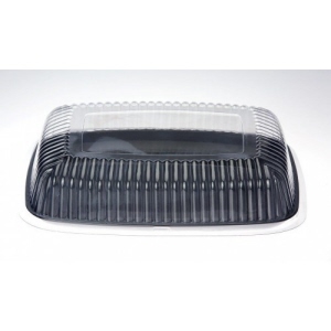 Rectangular Food Serving Platter 12" Black with Lid