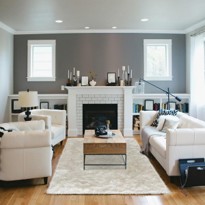 Winter White Shag Rug in Use