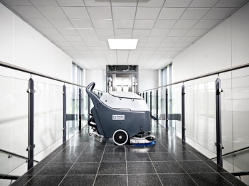 Nilfisk SC450 Battery Operated Walk Behind Scrubber Dryer Use 1