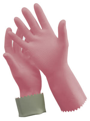 Silver Lined Rubber Gloves Pink