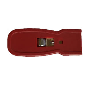 Retractrable Red Plastic Scraper with Metal Button and Lock