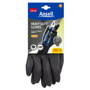 Vileda Ansell Heavy Duty Black Gloves 