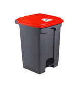 Pedal Bin 70L Grey Base Red Lid