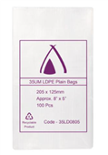 Poly Bag 8x5 205x125mm 35UM 100 Pack