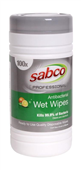 Sabco Antibacterial Wet Wipes 100Tub