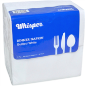 Whisper Napkin Dinner Quilted Rectangle Fold White 100PK 10CTN